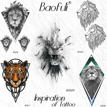Tatuaje temporal geométrico de Tigre y León de piedra de la India para hombres y mujeres, tatuajes impermeables para el brazo, Tatuaje falso 2024 - compra barato