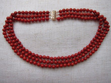 New Free Shipping 3 Rows 6mm Round Red Shell Pearl Necklace 16inches to 18inches Fashion Lady's Gift 2024 - buy cheap