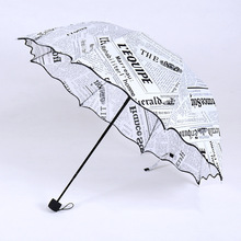8 K Jornal Criativo Três-folding Sombrinha Guarda-chuva Anti-UV Princesa Guarda-chuva de Sol e Chuva 2024 - compre barato