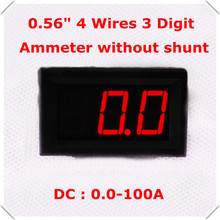 RD AMP led Display Color  0.56" Digital Ammeter DC 0-100A 4 wires 3 digit car Current Panel Meter without Shunt 10 pieces / lot] 2024 - buy cheap