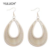 YULUCH Fashion Hollow Wood Water Drop Earrings Personality Jewelry Ethnic African Indian 8 Colors Beige Yellow Pendant Earrings 2024 - buy cheap