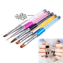 ELECOOL Crystal Handle Nail Art Pen Brush Painting Drawing Acrylic UV Gel Polish Design Brushes Nail Art Brush Tool 5 Colors 2024 - buy cheap