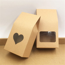 20Pcs Kraft Gift Box With Window Wedding Party Kraft Paper Box Cake Food Packaging Stand Up Bag  8*5*16cm 2024 - buy cheap