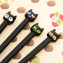 Bolígrafo de Gel negro con diseño de gato para niños, 4 unids/lote de bonitos dibujos de animales, pluma de Gel con diseño de gato Kawaii, novedad de papelería para estudiantes, 0,5 MM 2024 - compra barato