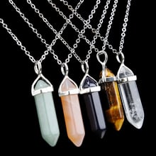 2016 Bullet Shape Natural Stone  Necklace Women Real  Crystal Gem Stone Crystal Pendant Necklaces for Women 2024 - buy cheap