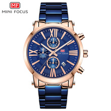 MINI FOCUS Men's Chronograph Watches Luxury Business Dress Quartz Watch for Man Waterproof Relogios Masculino Clock 0219G Blue 2024 - buy cheap