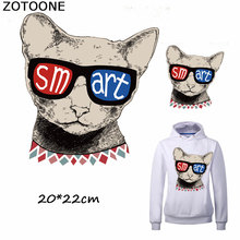 ZOTOONE-Parches de Gato elegante de gafas para ropa, pegatinas de transferencia de hierro a rayas, pegatinas de parche personalizadas, apliques de camiseta 2024 - compra barato