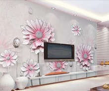 Beibehang-Papel tapiz grande personalizado, murales 3d, papel de pared Rosa fresco, Fondo de flores para TV, mural de Papel de pared 2024 - compra barato