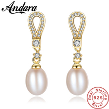 High Quality 925 Sterling Silver Jewelry Long Earrings for Women 8-9mm Natural Pearl Stud Earrings Wedding Luxury Jewelry 2024 - buy cheap