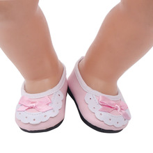 Acessórios para bonecas adoráveis princesas rosa pu sapatos baixos cabem bonecas de 18 polegadas e bonecas de 43 cm g37 2024 - compre barato