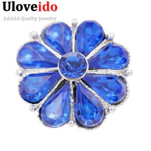 Uloveido botão feminino para pulseira, enfeites com detalhes de flores 18mm azul vermelho branco rosa cristal qn006 2024 - compre barato