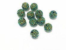 Cuentas redondas de diamante de imitación de resina AB para niños, abalorios gruesos para fabricación de joyas, color azul oscuro y verde, 20mm, 100 Uds. 2024 - compra barato