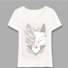 Verão luz tinta estilo feminino manga curta floresta raposa mão desenhada impressão camiseta engraçado desenho dos desenhos animados camisas casuais topos harajuku 2024 - compre barato