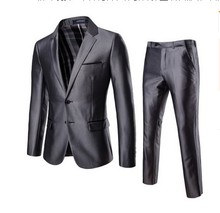 2019 new men's business suit suit British silky glossy face suit two-piece photo studio host wedding dress 2024 - buy cheap