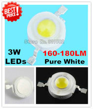 500pcs/lot WholeSale, 160-180LM 3W white leds, 3W LEDs 6000-6500K, high power pure white led beads, lamp beads (No: DY-3W-PW ) 2024 - buy cheap