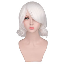 Короткий парик для девочек QQXCAIW, белый термостойкий парик из синтетических волос для косплея 2024 - купить недорого
