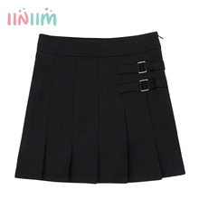 iiniim Girls School Uniform Pleated Side Zipper Scooter Skirt with Hidden Shorts Teenagers Skirts Formal Daily Wear 2024 - buy cheap