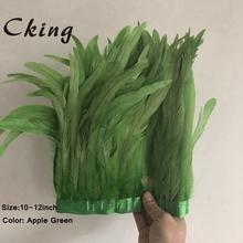 1 meter 10-12 inch Apple Green rooster feathers trim needlework feathers decoration quality clothing making feathers for crafts 2024 - buy cheap