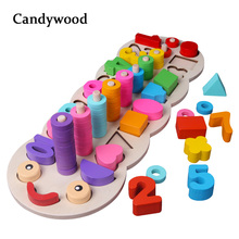 Children Wooden Toys Montessori Materials Learn To Count Numbers Matching Digital Shape Match Early Education Teaching Math Toys 2024 - buy cheap