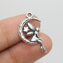 30pcs/lot 25*15mm new fashion antique silver plated handmade charms Pendant moon girl angel 2024 - buy cheap