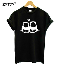 Panda amor casais impressão feminina tshirt algodão casual engraçado t camisa para menina topo t hipster tumblr navio da gota HH-63 2024 - compre barato