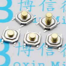 100 pcs 4*4*1.7/2/2.3/2.5/3/3.5/4.3 MM SMD Botão Interruptor de Toque Micro Cabeça de Cobre 4pin 4 Pés