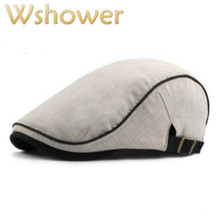 Unisex Summer Berets Men Cotton Striped Visor Blank Male Flat Cap Cabbie Peaked Hat Boina Hat Ivy Bone Casquette Drop shipping 2024 - buy cheap