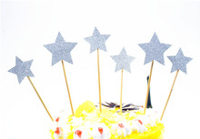 6 шт./лот, Разноцветные Мини-звезды, флаги для торта, флаги с одной палкой для свадьбы, дня рождения, вечерние украшения для выпечки тортов 2024 - купить недорого