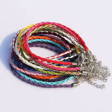 Wholesale 7.8" Mixed Color Leather Braided Charm Bracelets For Beads Bulk Bracelet Cords With Lobster Clasps For Jewelry Making 2024 - buy cheap