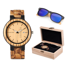 Bobo bird relógio de madeira e óculos de sol, masculino clássico personalizado, conjunto de caixa de presente para o dia dos pais do papai 2024 - compre barato