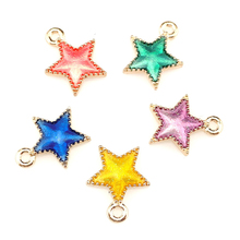 5X Colors Enamel Metal Star KC Gold Color Charms Girls Women DIY Necklace Pendant Jewelry Accessory Findings 2024 - buy cheap