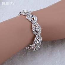 BLIJERY Fashion Crystal Bracelets & Bangles for Women Silver Color Rhinestone Infinity Bracelets Bridal Prom Wedding Jewelry 2024 - buy cheap