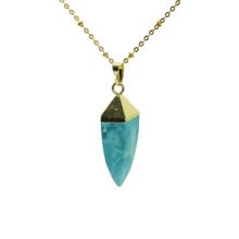 Blue Green Natural Stone Pendant Gem Bullet chain Necklace women gold cap Jewelry stone pendant necklace marble howlite necklace 2024 - buy cheap