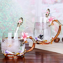 1PC Novelty Enamel Coffee Cup Mug Flower Tea Cups for Hot and Cold Drinks Glass Tea Cup Scented Tea Drinking Bottle Glass Gifts 2024 - buy cheap