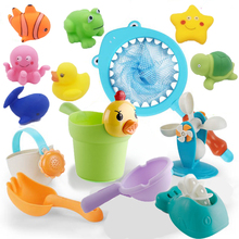Детские игрушки для купания, 8 шт., рыболовные сети, резиновая игрушка для плавания, пляжный распылитель воды для ванной комнаты, обучающие игрушки для детей ясельного возраста 2024 - купить недорого