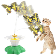 Игрушки для кошек, электрическая вращающаяся цветная бабочка, забавное сиденье для домашних животных, Интерактивная тренировочная игрушка для кошек и котят 2024 - купить недорого