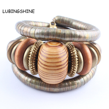 2017 Multilayer Female Bracelet Alloy Snake Chain Wood Beads Bracelets & Bangles For Women Vintage Jewelry pulseiras JJAL B591 2024 - buy cheap