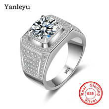 Yanleyu Fashion Men Luxury Vintage Big Boss Jewelry Ring Solid 925 Sterling Silver 2 Carat AAA+ Cubic Zircon Wedding Ring PR287 2024 - buy cheap