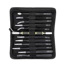 New Practical Tweezers 12 Pieces ESD Tweezers Tools Kit Anti-static Non-magnetic Stainless Steel Multi-standard with Storage Bag 2024 - buy cheap