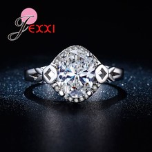 Low Price Promotion New Arrival Silver Jewelry For Women Wedding Elegant Fashion Finger Rings Clear Austrian Crystal 2024 - buy cheap