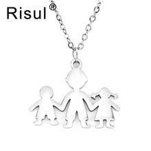 Risul  Choker stainless steel mom with boy girl necklace collier femme Origin fashion Family jewelry gift women necklace 2024 - buy cheap