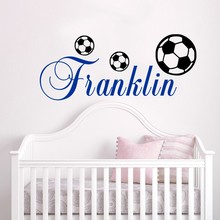 Arte de vinilo para decoración del hogar, pegatinas de pared personalizadas con nombre de fútbol para habitación de niños, póster para habitación de niños, Mural, W69 2024 - compra barato