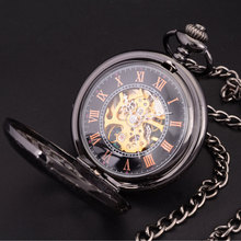 TIEDAN новые часы Ретро Винтажные Унисекс Механические карманные часы Элегантные полые часы-скелетоны классические часы ожерелье 2024 - купить недорого