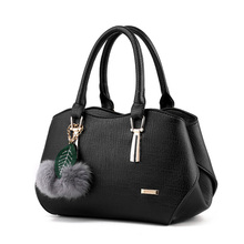 Fashion Women Handbag PU Leather Female Shoulder Bag Hairball And Leaves Decoration Tote Bag Ladies Messenger Crossbody Bags Sac 2024 - buy cheap