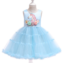 New Arrivals Girls Unicorn Dress Children Rainbow Princess Birthday Party Christmas Carnival Dress Kids Wedding Dresses Costume 2024 - buy cheap