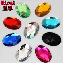 Micui-100 Uds. De diamantes de imitación de acrílico ovalados, piedras de cristal planas para ropa, adornos para vestido, accesorios de joyería ZZ137 2024 - compra barato