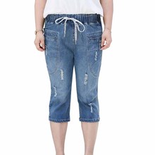 2019 fashion Plus size 4XL-8XL summer jeans women Hole Elasticity denim casual pants female Washed cotton Calf-Length Pants G360 2024 - buy cheap