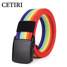 CETIRI 3.7cm Hypoallergenic Belt Buckle Rainbow Canvas Belt Luxury Brand Men Women Military Belt Jeans Casual Straps ceintures 2024 - buy cheap