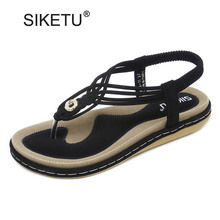 SIKETU Ladies Casual Flat Sandals Plus Size 35-42 Summer Beach Sandals Sweet Bohemia Gladiator Sandals For Women Ladies Sandals 2024 - buy cheap