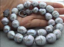 Collar con broche de circonia cúbica, Perla gris, 19 ", 15mm 2024 - compra barato